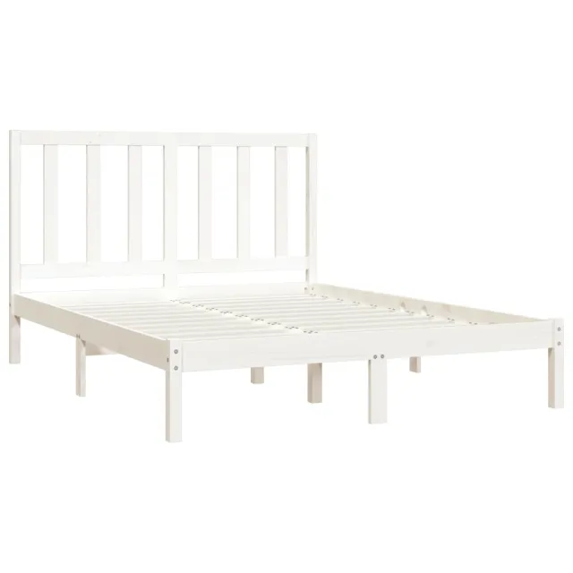 Cadre de lit sans matelas blanc bois de pin massif 140x190 cm