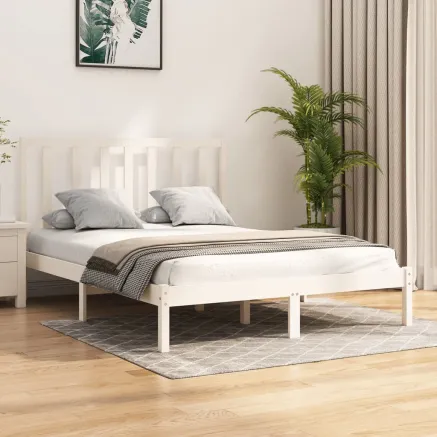 Cadre de lit sans matelas blanc bois de pin massif 140x200 cm