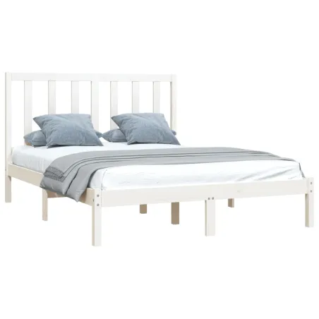 Cadre de lit sans matelas blanc bois de pin massif 140x200 cm