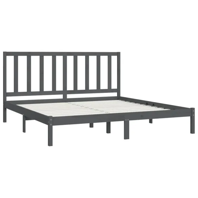 Cadre de lit sans matelas bois massif de pin gris 200x200 cm