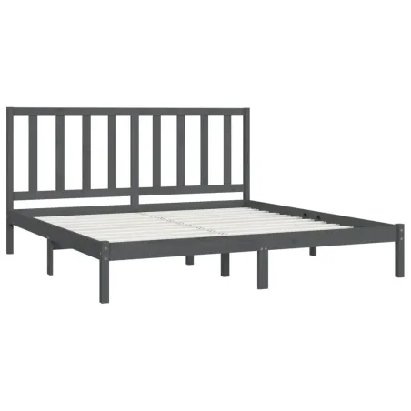 Cadre de lit sans matelas bois massif de pin gris 200x200 cm