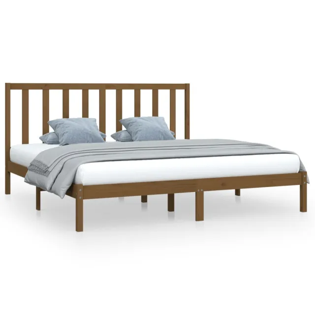 Cadre de lit sans matelas marron miel bois pin massif 200x200cm