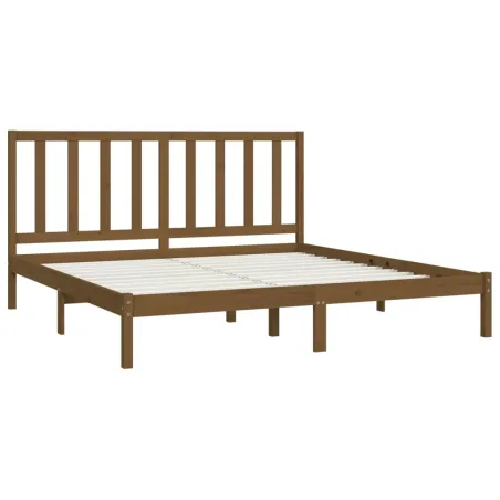 Cadre de lit sans matelas marron miel bois pin massif 200x200cm