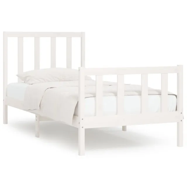 Cadre de lit sans matelas blanc 75x190 cm bois massif