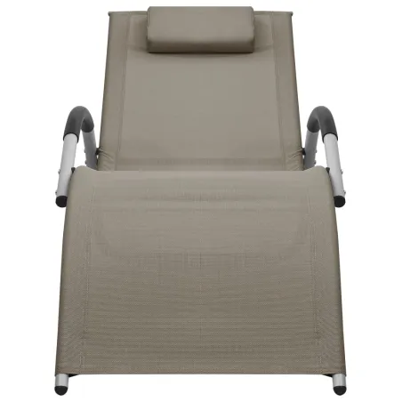 Chaises longues textilène lot de 2 taupe et gris