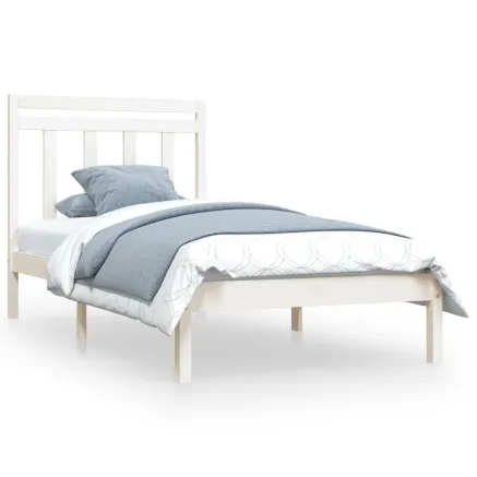 Cadre de lit sans matelas blanc 100x200 cm bois massif 2