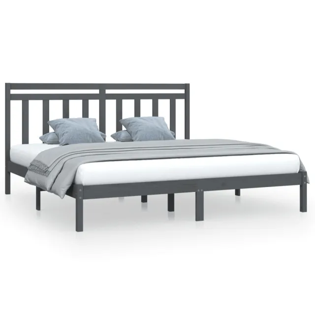 Cadre de lit sans matelas gris 200x200 cm bois massif