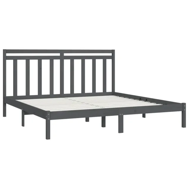 Cadre de lit sans matelas gris 200x200 cm bois massif