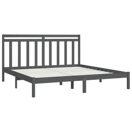 Cadre de lit sans matelas gris 200x200 cm bois massif
