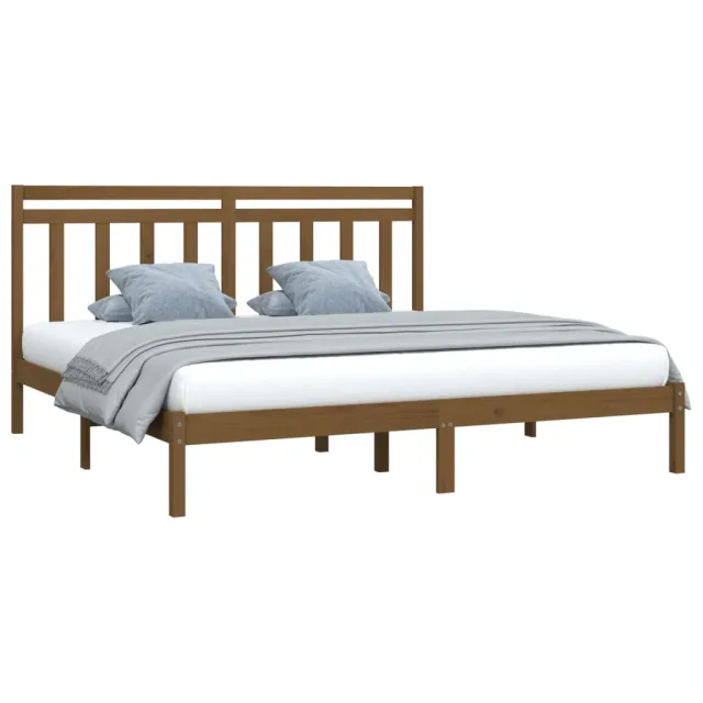 Cadre de lit sans matelas marron miel 200x200 cm bois massif