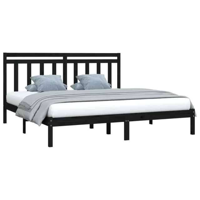 Cadre de lit sans matelas noir 200x200 cm bois massif
