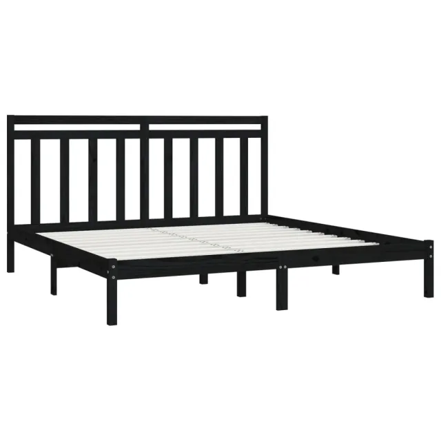 Cadre de lit sans matelas noir 200x200 cm bois massif