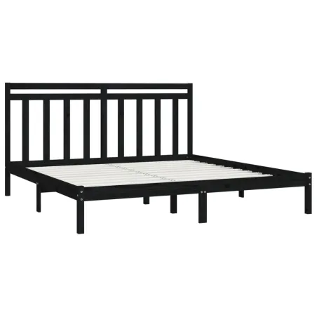 Cadre de lit sans matelas noir 200x200 cm bois massif