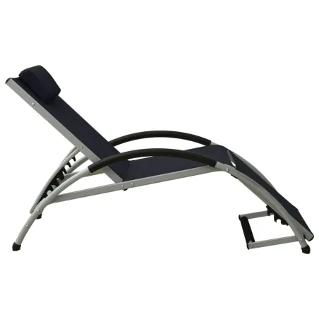 Chaise longue avec oreiller textilène noir