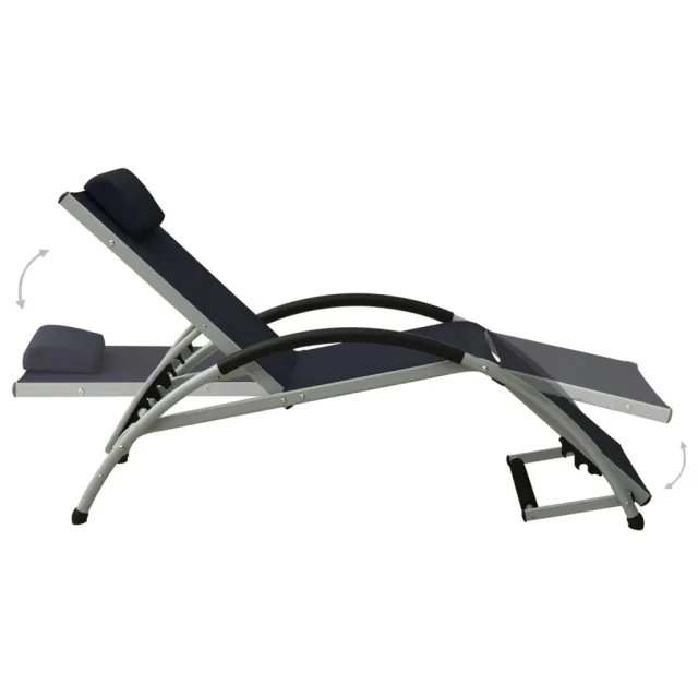 Chaise longue avec oreiller textilène noir