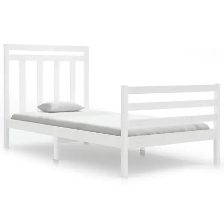 Cadre de lit sans matelas blanc 100x200 cm bois massif 2