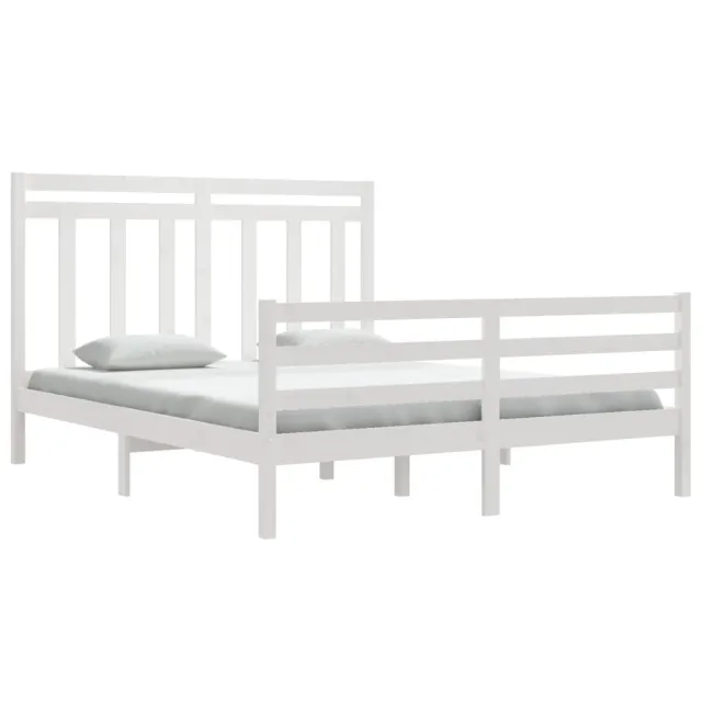 Cadre de lit sans matelas blanc 160x200 cm bois massif