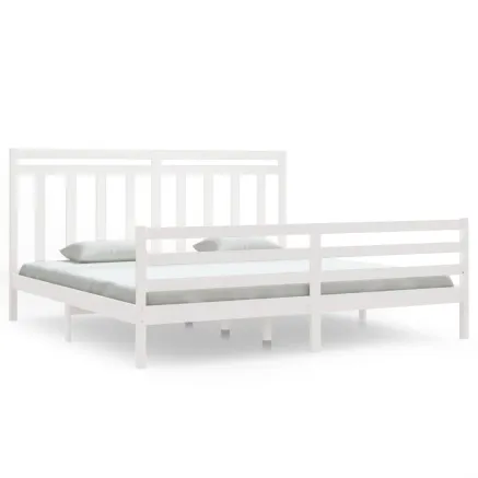 Cadre de lit sans matelas blanc 200x200 cm bois massif 2