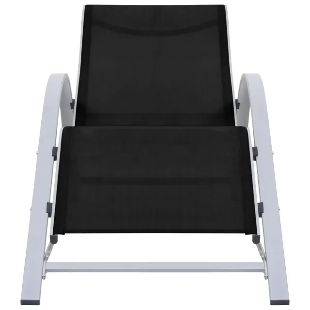 Chaises longues lot de 2 avec table aluminium noir