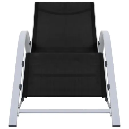 Chaises longues lot de 2 avec table aluminium noir