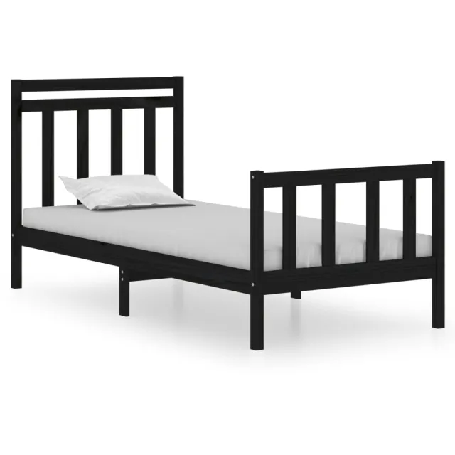 Cadre de lit sans matelas noir 75x190 cm bois massif