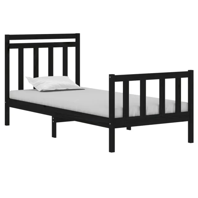 Cadre de lit sans matelas noir 75x190 cm bois massif