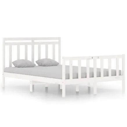 Cadre de lit sans matelas blanc 135x190 cm bois massif 2