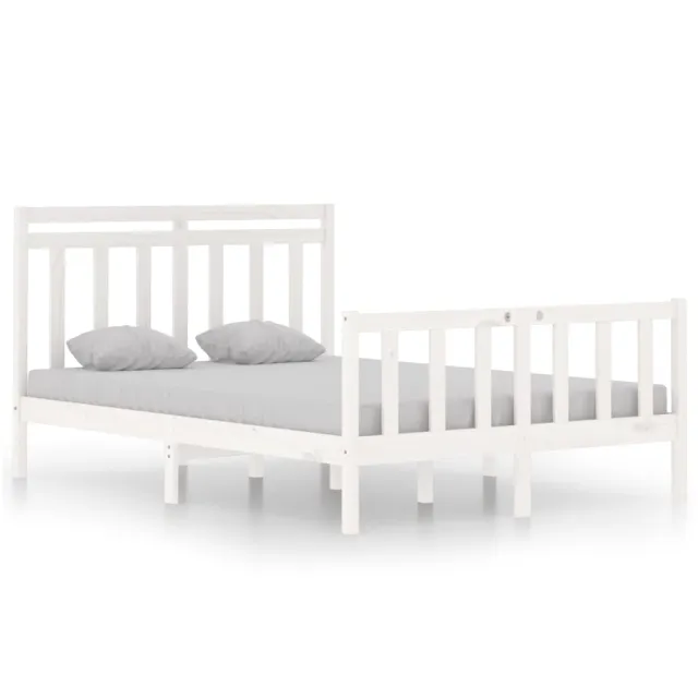 Cadre de lit sans matelas blanc 135x190 cm bois massif