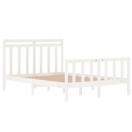 Cadre de lit sans matelas blanc 135x190 cm bois massif