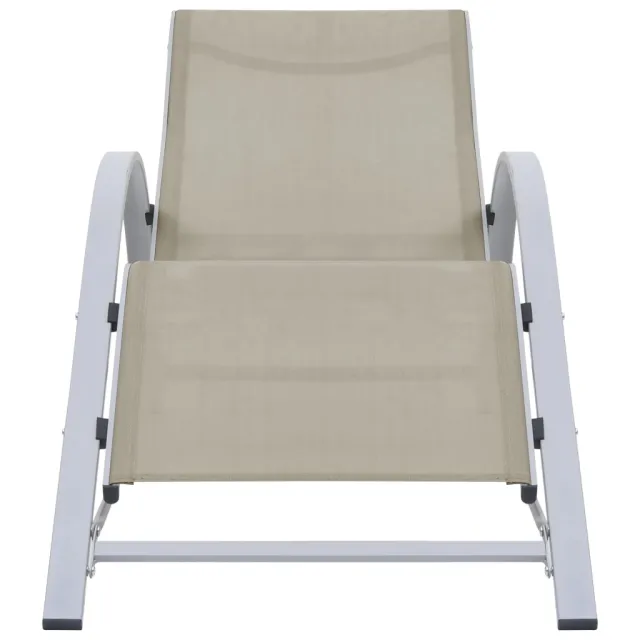 Chaises longues lot de 2 avec table Aluminium Crème