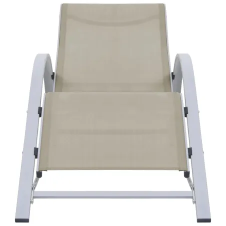 Chaises longues lot de 2 avec table Aluminium Crème