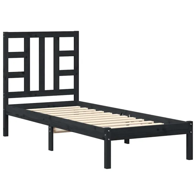 Cadre de lit sans matelas noir 75x190 cm bois massif