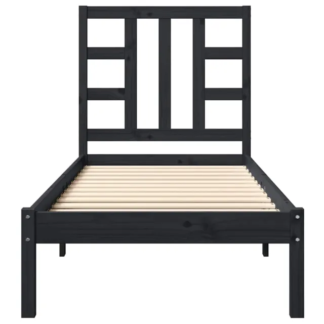 Cadre de lit sans matelas noir 75x190 cm bois massif