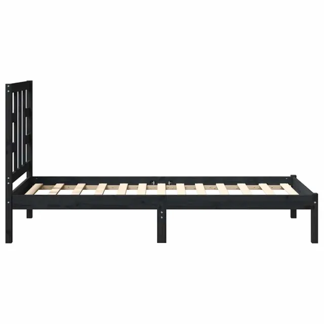Cadre de lit sans matelas noir 75x190 cm bois massif