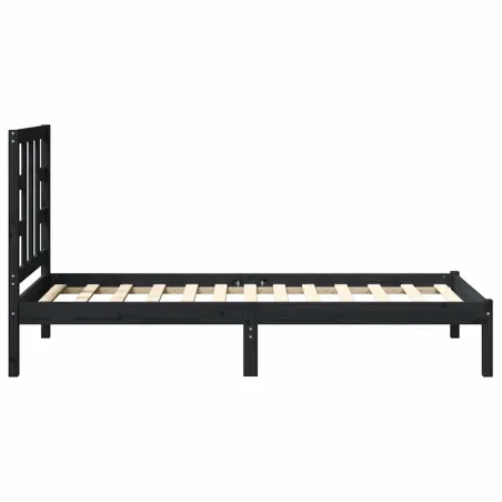 Cadre de lit sans matelas noir 75x190 cm bois massif