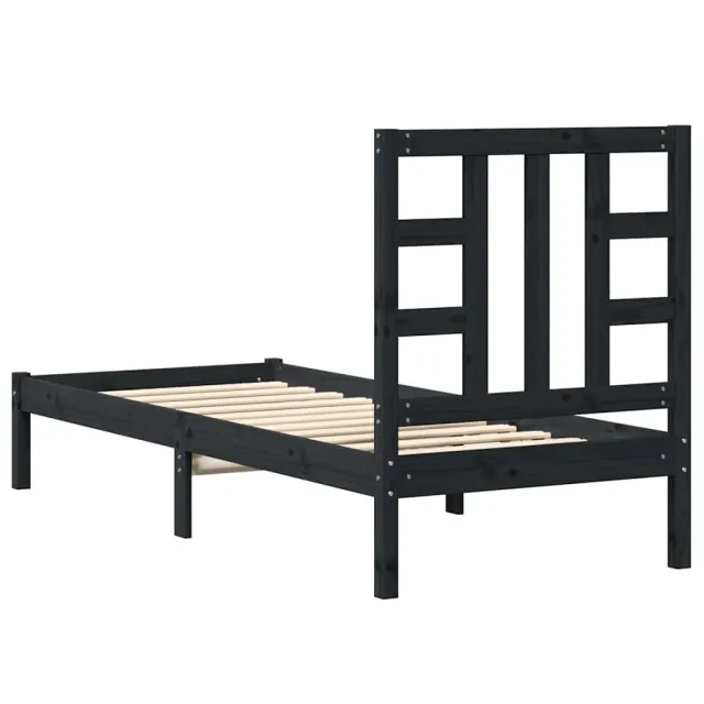 Cadre de lit sans matelas noir 75x190 cm bois massif