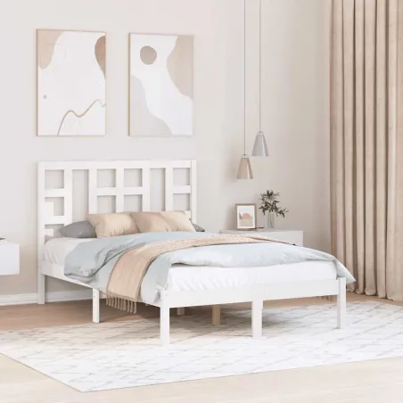 Cadre de lit sans matelas blanc 120x190 cm bois massif