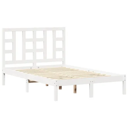 Cadre de lit sans matelas blanc 120x190 cm bois massif