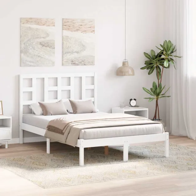 Cadre de lit sans matelas blanc 120x190 cm bois massif