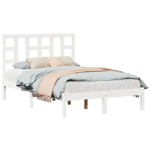 Cadre de lit sans matelas blanc 120x190 cm bois massif