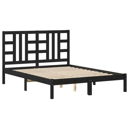 Cadre de lit sans matelas noir 140x190 cm bois massif