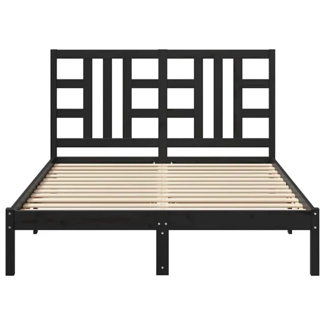 Cadre de lit sans matelas noir 140x190 cm bois massif