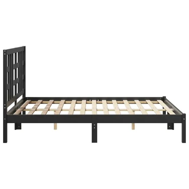 Cadre de lit sans matelas noir 140x190 cm bois massif