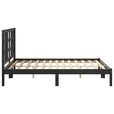 Cadre de lit sans matelas noir 140x190 cm bois massif