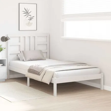 Cadre de lit sans matelas blanc 100x200 cm bois massif