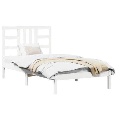 Cadre de lit sans matelas blanc 100x200 cm bois massif