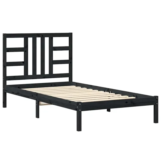 Cadre de lit sans matelas noir 100x200 cm bois massif