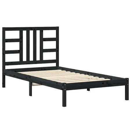 Cadre de lit sans matelas noir 100x200 cm bois massif