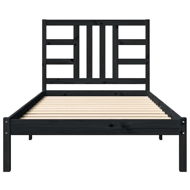 Cadre de lit sans matelas noir 100x200 cm bois massif