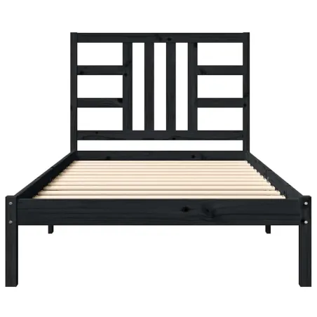 Cadre de lit sans matelas noir 100x200 cm bois massif